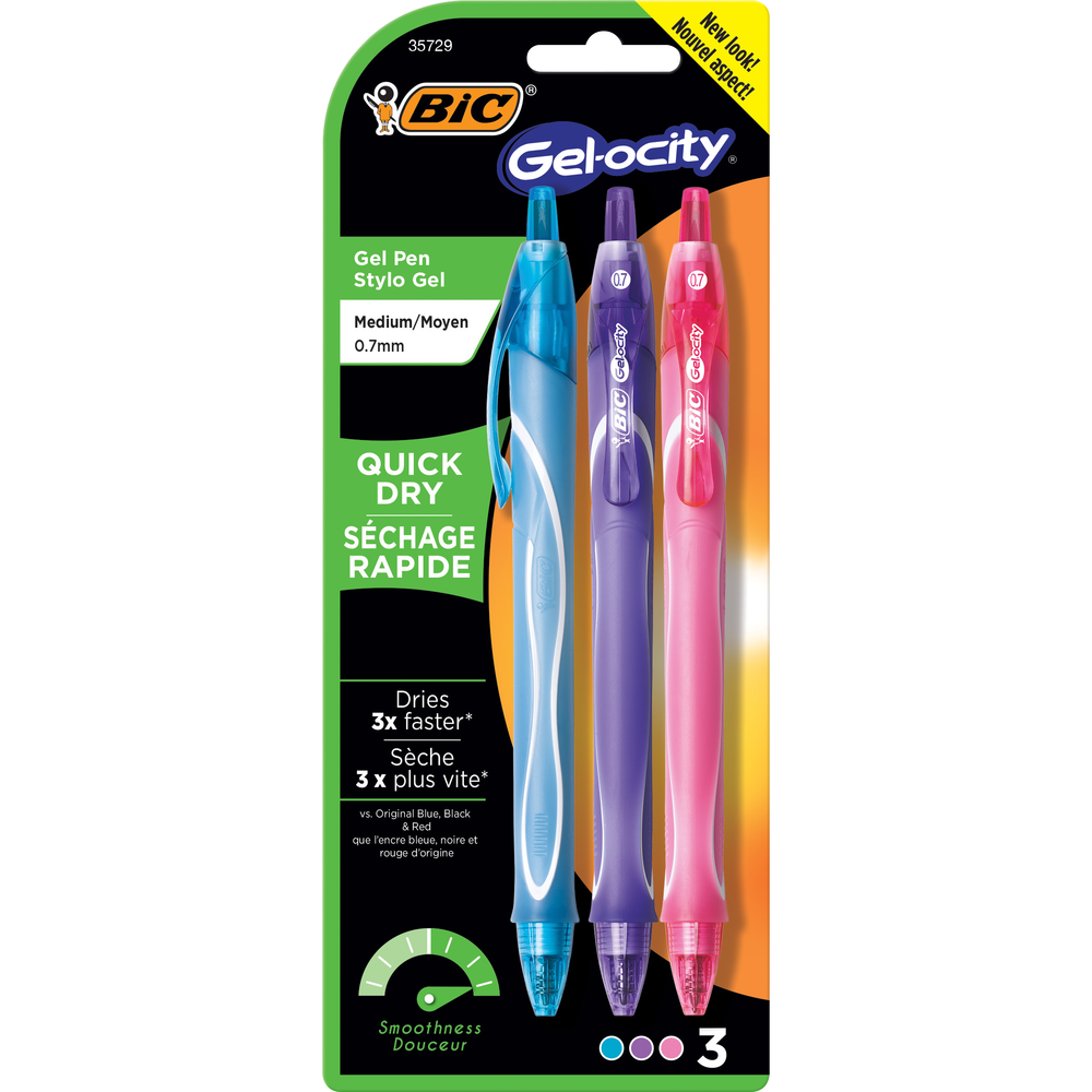 Gel-ocity Quick Dry Retractable Gel Pen .7mm | 3Pk