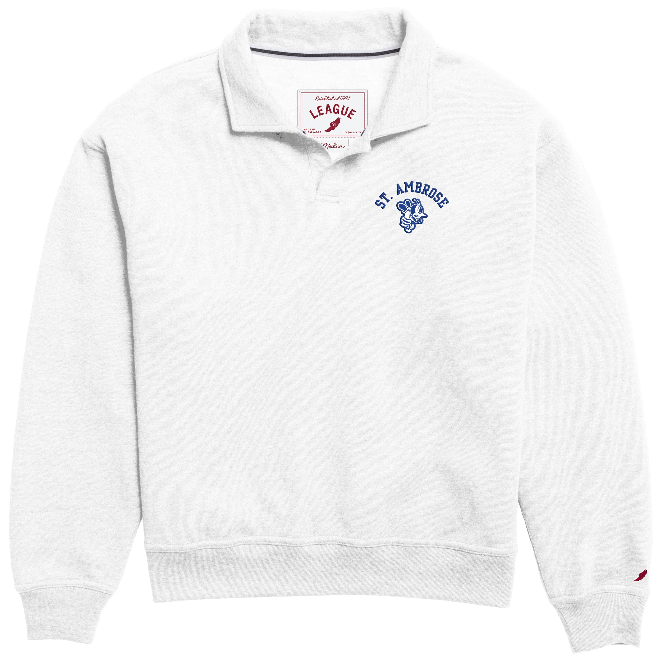 Victory Springs Ladies Collar Pullover | Heather Varsity White