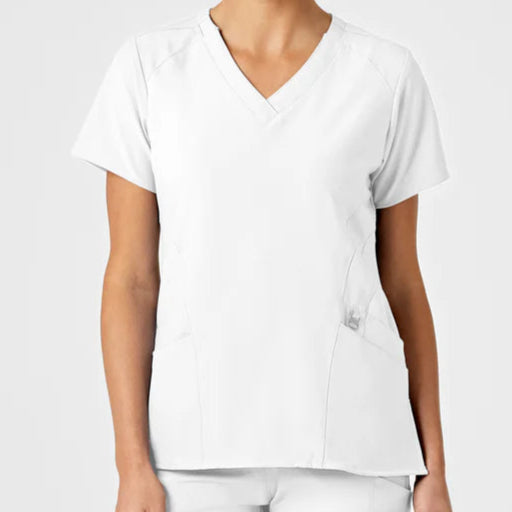 Fitted Scrub Top w/Patch | White