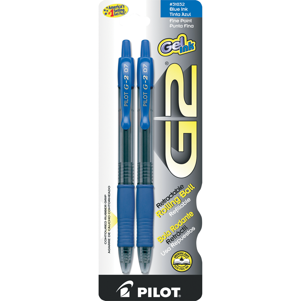 G2 Retractable Gel Pen .7mm Blue | 2Pk