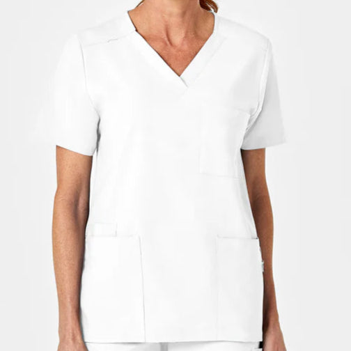 Unisex 4 Pocket Utility Scrub Top W/Patch | White