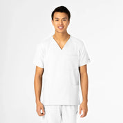 Unisex 4 Pocket Utility Scrub Top W/Patch | White