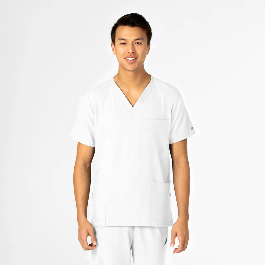 Unisex 4 Pocket Utility Scrub Top W/Patch | White
