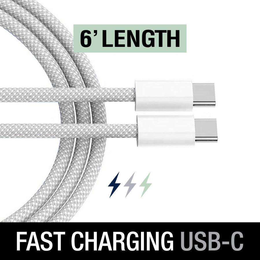 6' USB-C Fast Braided Cable | Silver
