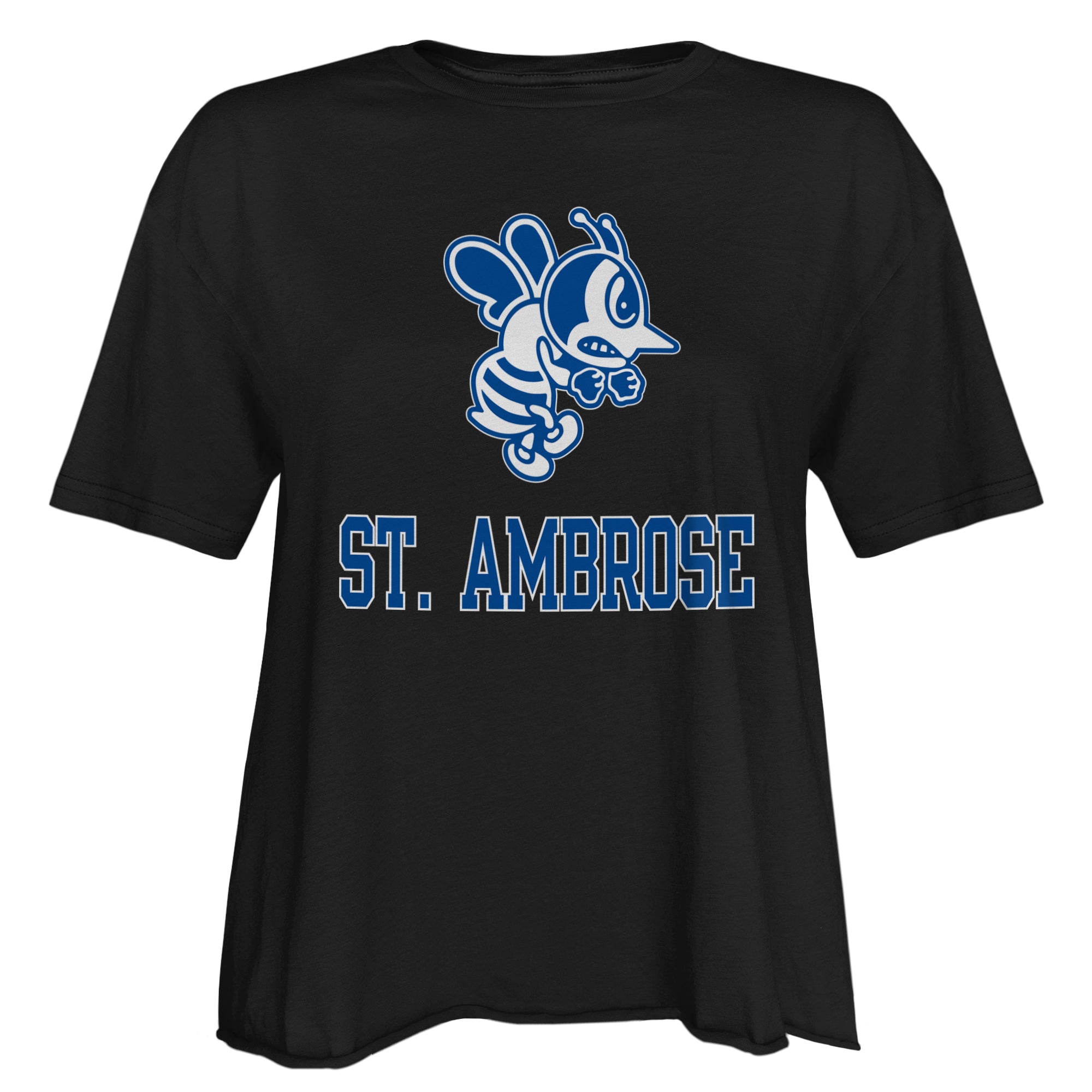 Ladies Short Sleeve Cutoff Cotton Tee | Black