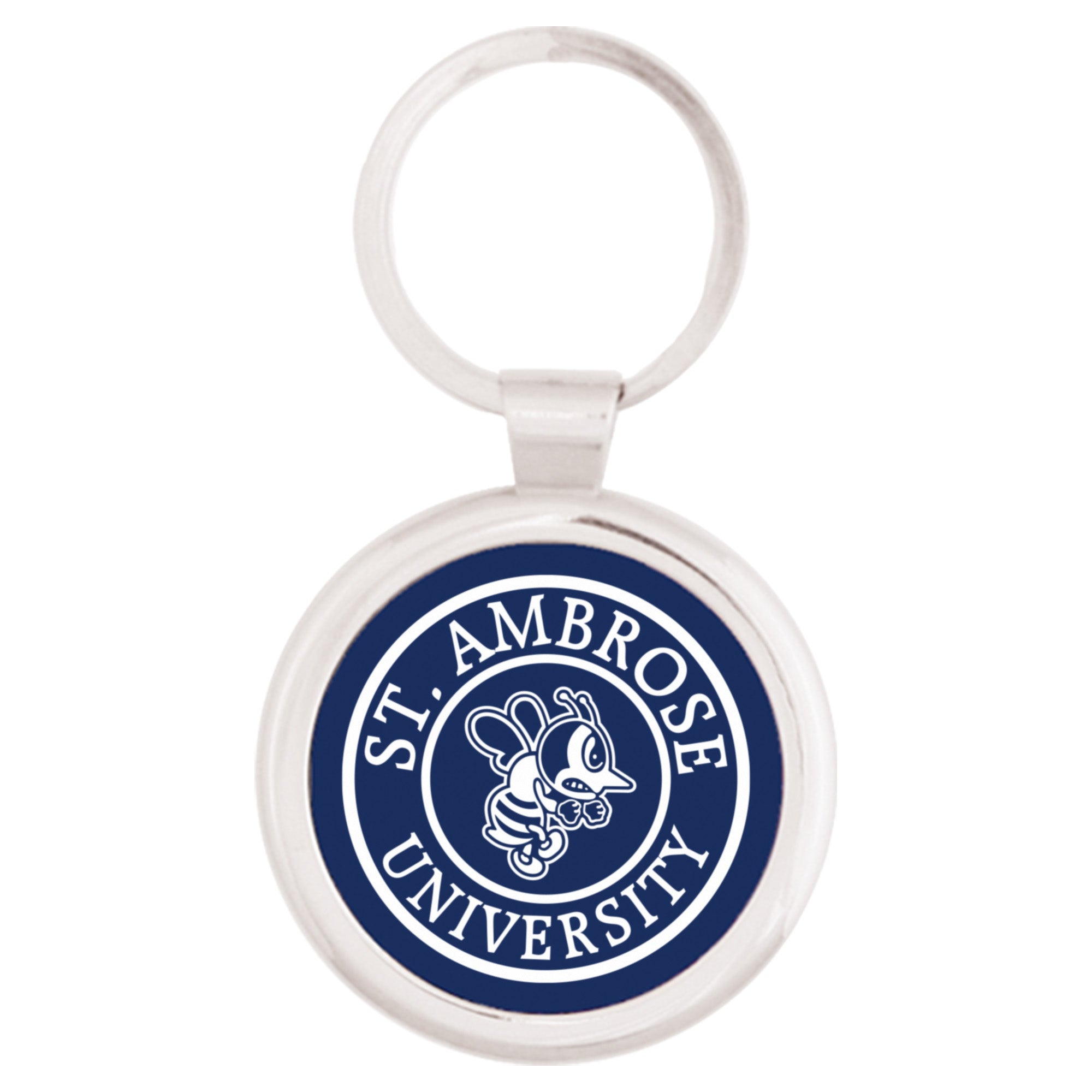 Silver Maverick Round Key Tag | Navy