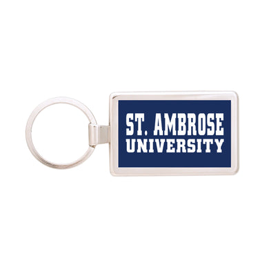 Silver Maverick Rectangular Key Tag | Navy