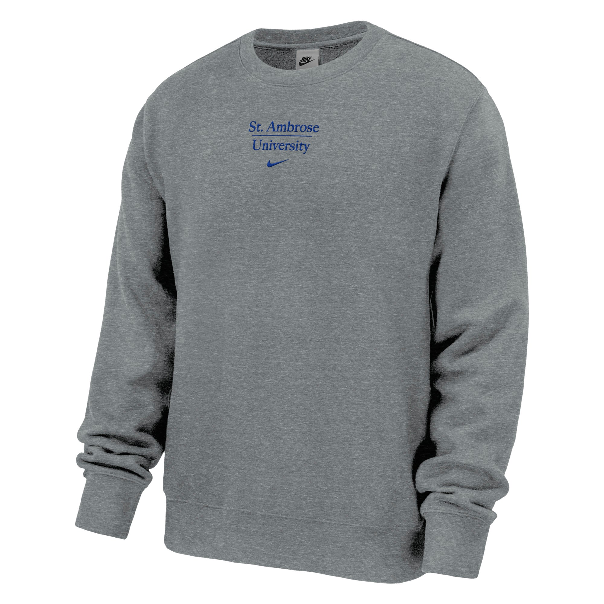 Club Fleece Crew Embroidered | Dark Heather Grey