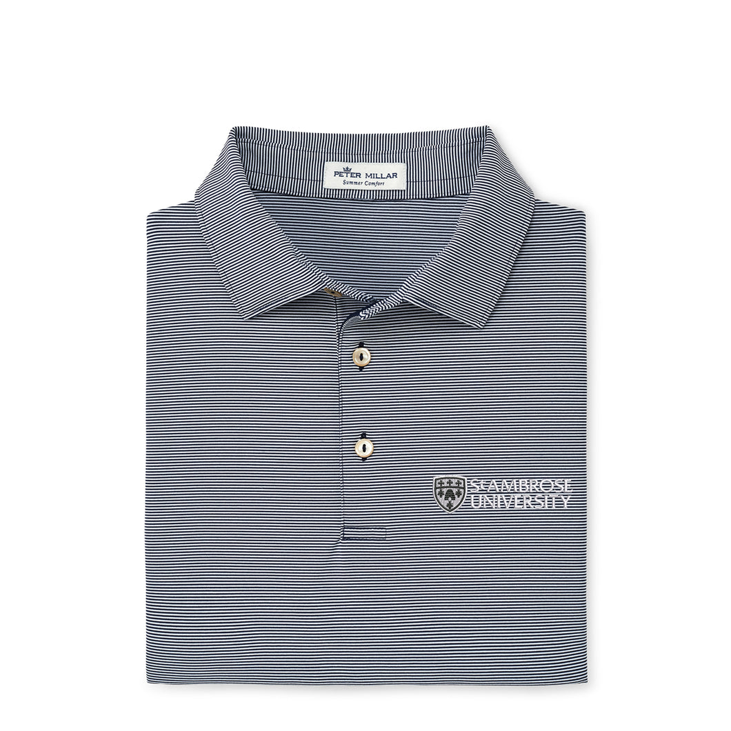 Jubilee Stripe Stretch Jersey Polo | Navy