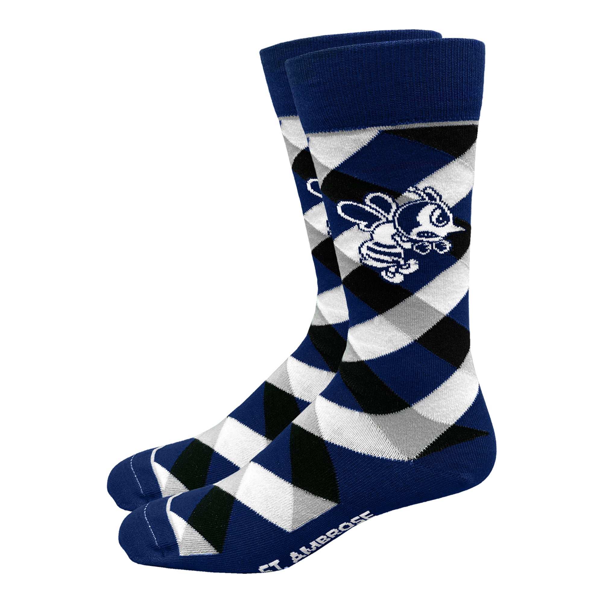 Mid-Calf Graduate Argyle Sock | Dark Royal/White